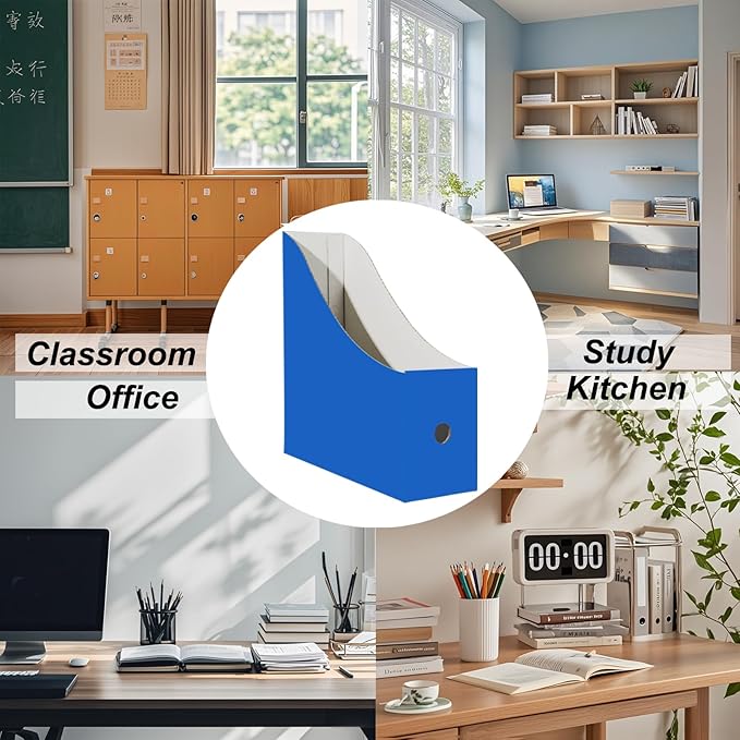 Limitliho 2 Pack Blue Cardboard Magazine File Holder - Image 4