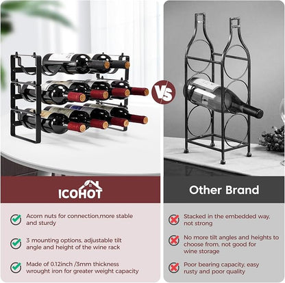 Stackable Wine Rack Countertop, Sturdy Bottle Holder Freestanding - Image 9
