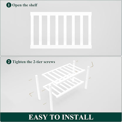 Smiry Bamboo Shoe Rack for Closet, 2 Tier Small Wooden Stackable Shoe Organizer - Image 6