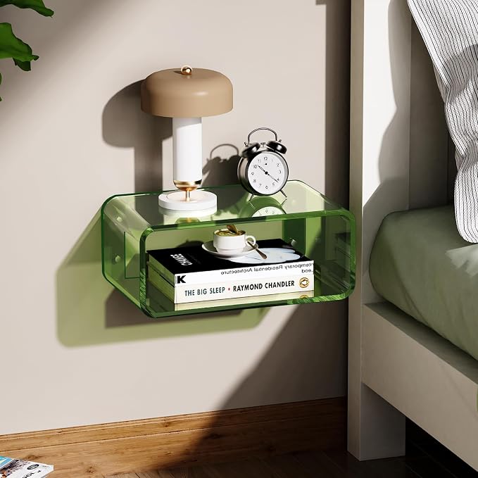 Acrylic Floating Nightstand, Bedside Table, Nightstand Shelf Wall Mounted - Image 8