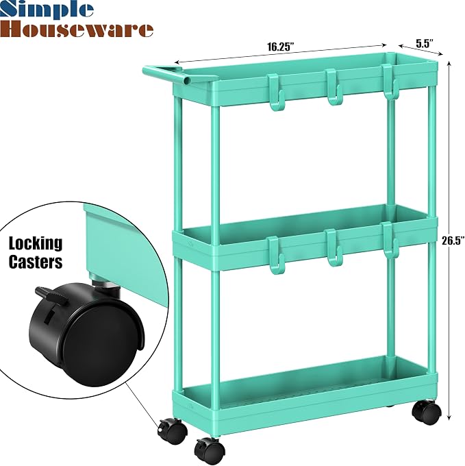Simple Houseware 3-Tier Slim/Narrow Storage Cart - Image 3