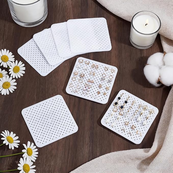 10 Pcs Acrylic Earing Display Cards, 140 Holes White Acrylic Earring Organizer - Image 4