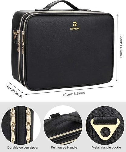 Relavel Makeup Case Large Makeup Bag Professional Train Case 16.5 inches Travel - Image 6