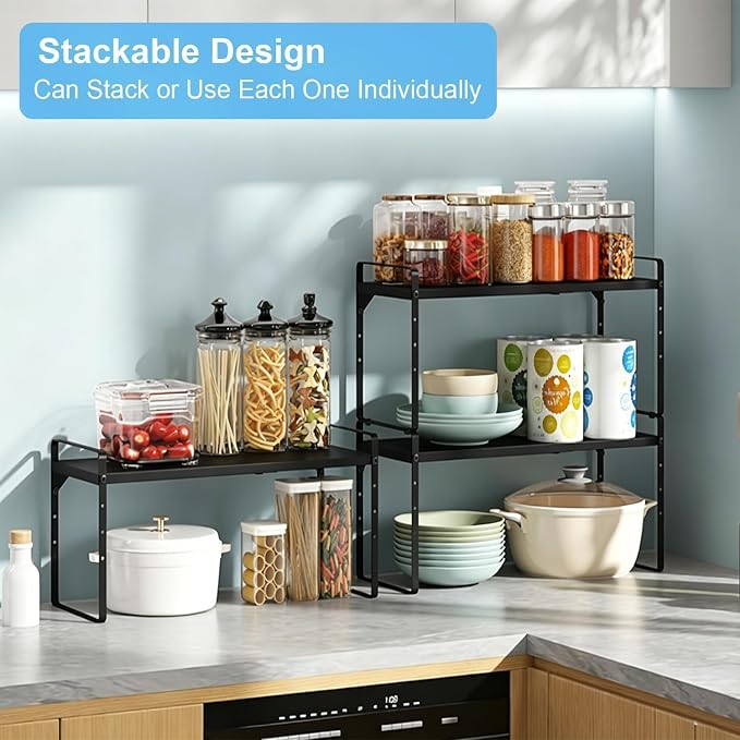 15.5 to 25.5 Inch Kitchen Cabinet Shelf Organizers, Adjustable Kitchen Counter - Image 5