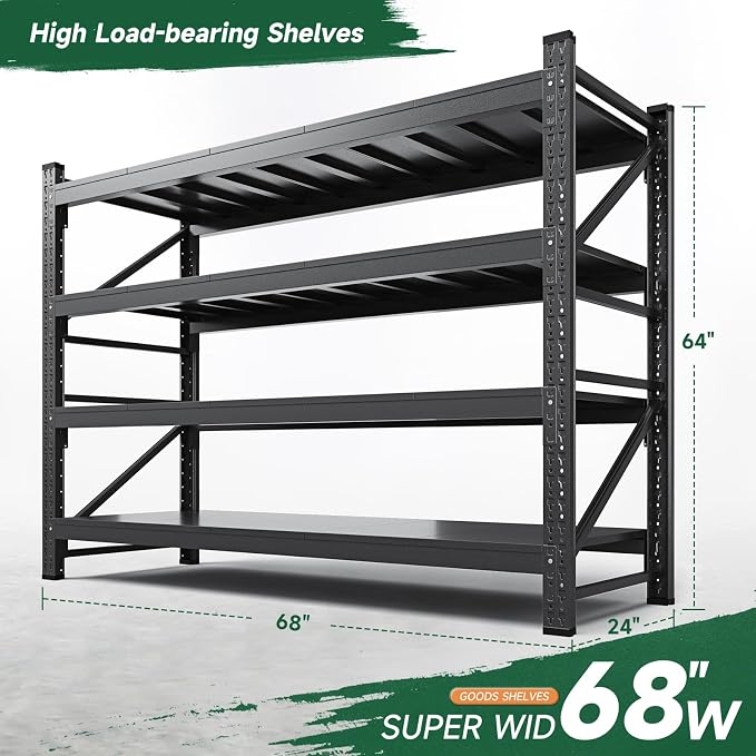 Letaya 68" W Storage Shelves Heavy Duty, 7000LBS Garage Shelving Units - Image 2