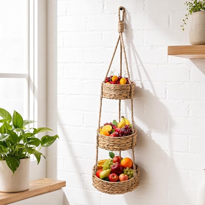 3 Tier Hanging Fruit Basket, Heavy-duty | Vegetable Storage Basket - Image 7