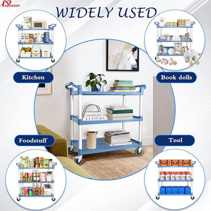 AQNIEGEP Utility Cart with Wheels, 510lbs Heavy-Duty Food Kitchen Cart & - Image 2