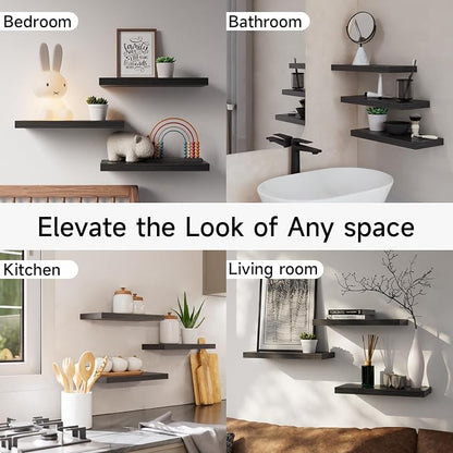 BAYKA Floating Shelves for Wall, Wall Mounted Rustic Wood Shelves for Bathroom - Image 6