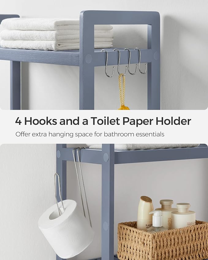 SONGMICS Over The Toilet Storage, 3-Tier Over Toilet Bathroom Organizer - Image 8