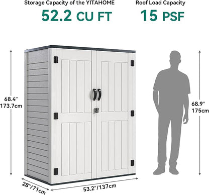 YITAHOME 59 Cuft Outdoor Tall Storage Shed, Waterproof Vertical Resin Shed - Image 7
