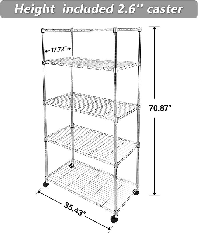 HealSmart Heavy Duty 5-Shelf Storage Shelves, 1750Lb Loading Capacity, 35.43" W - Image 3
