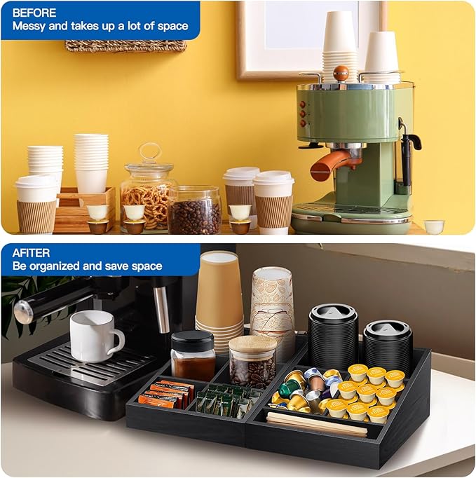 MINCORD Coffee Station Organizer Coffee Condiment Service Tray - Image 3