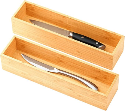 Umilife Bamboo Kitchen Drawer Organizer, Extra High Silverware Tray, Flatware by Umilife