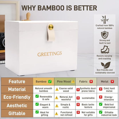 Large Bamboo Greeting Card Organizer Box - Image 4