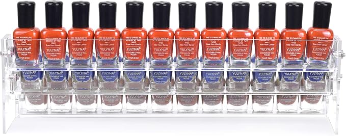BTremary 3 Packs Clear Nail Polish Organizer Holder Shelf Rack, Acrylic Display - Image 3