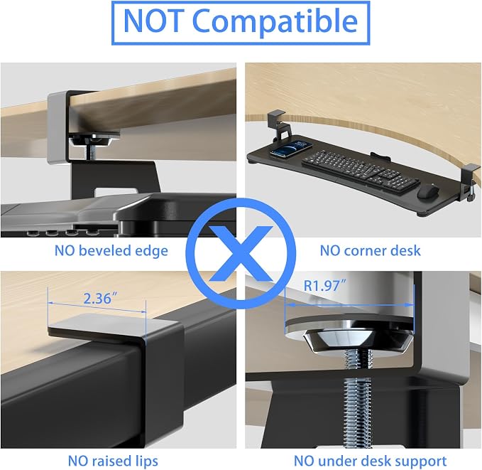 suptek Large Keyboard Tray Under Desk Pull Out - Image 5