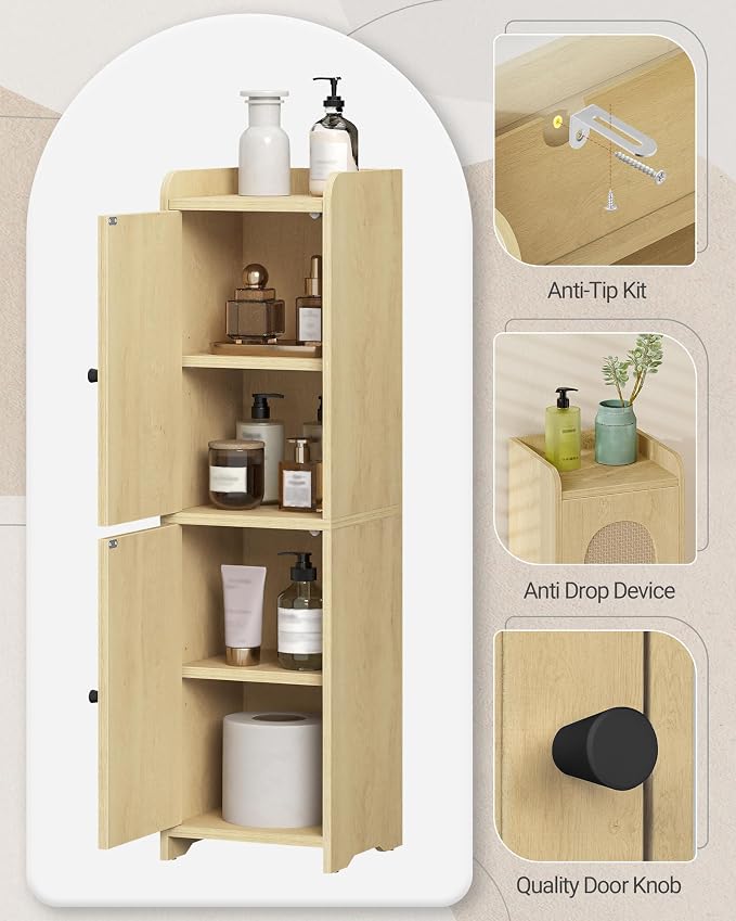 Hzuaneri Bathroom Storage Cabinet, Small Corner Floor Cabinet - Image 6