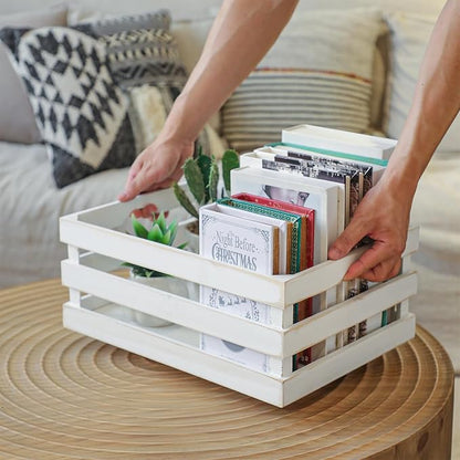 Set of 4 Large Wooden Decorative Storage Crates, Farmhouse Wood Storage - Image 5
