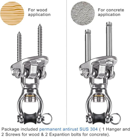 SELEWARE Heavy Duty Bearing Swivel Swing Hanger Stainless Steel Swing Hooks | - Image 5