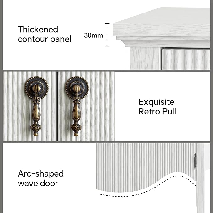 FUSUNBAO 40" Fluted Buffet Cabinet, Sideboard Credenza - Image 5