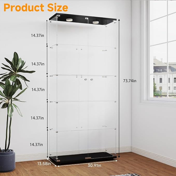 5-Tier Tempered Glass Display Cabinet - Image 2