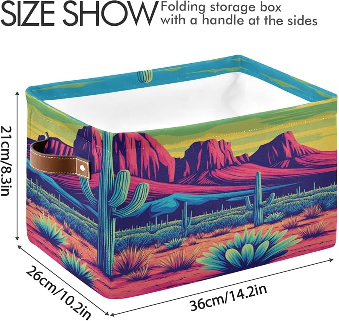 Vibrant Desert Cacti Mountain Storage Bins Box Foldable Shelf Basket - Image 3