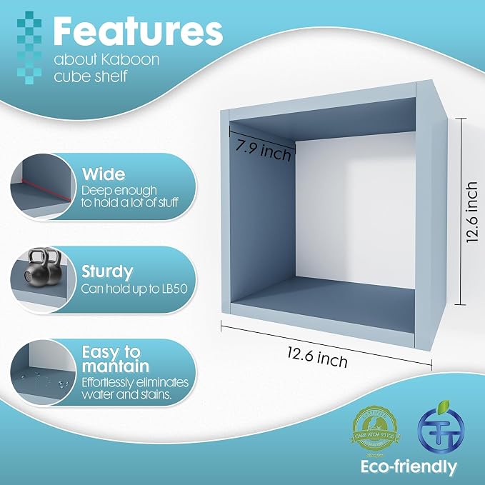 Cube Floating Shelves Set2, Display Shelves Wall Mount 7.75" D x 12.5" W x - Image 3