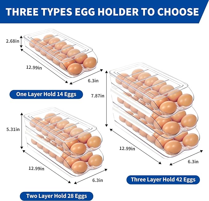 Egg Holder for Fridge, Automatic Rolling Egg Organizer for Refrigerator - Image 7