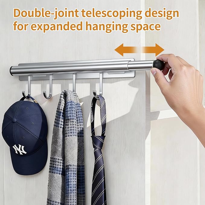 Lewondr 12" Valet Rod for Closet Pull Out, 2 Pack | Adjustable, Heavy Duty - Image 5