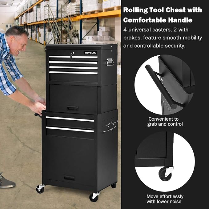 Goplus Tool Chest, 3-in-1 Rolling 6 Drawers Tool Cabinet - Image 6