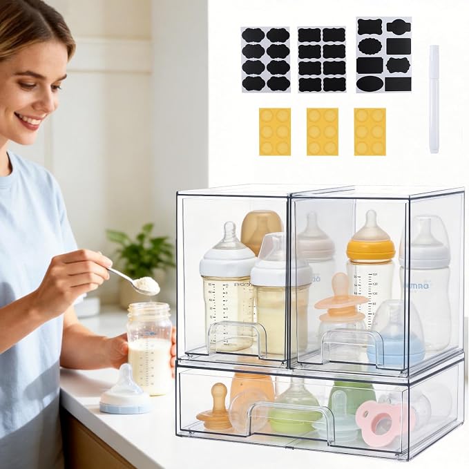 OTraki Baby Bottle Organizer 3 Pack Acrylic Storage Drawers - Image 2