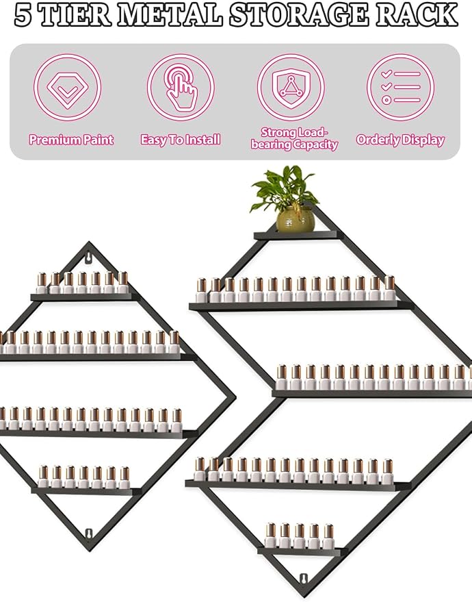 EBANKU Metal Wall Mounted Nail Polish Storage Racks - Image 5