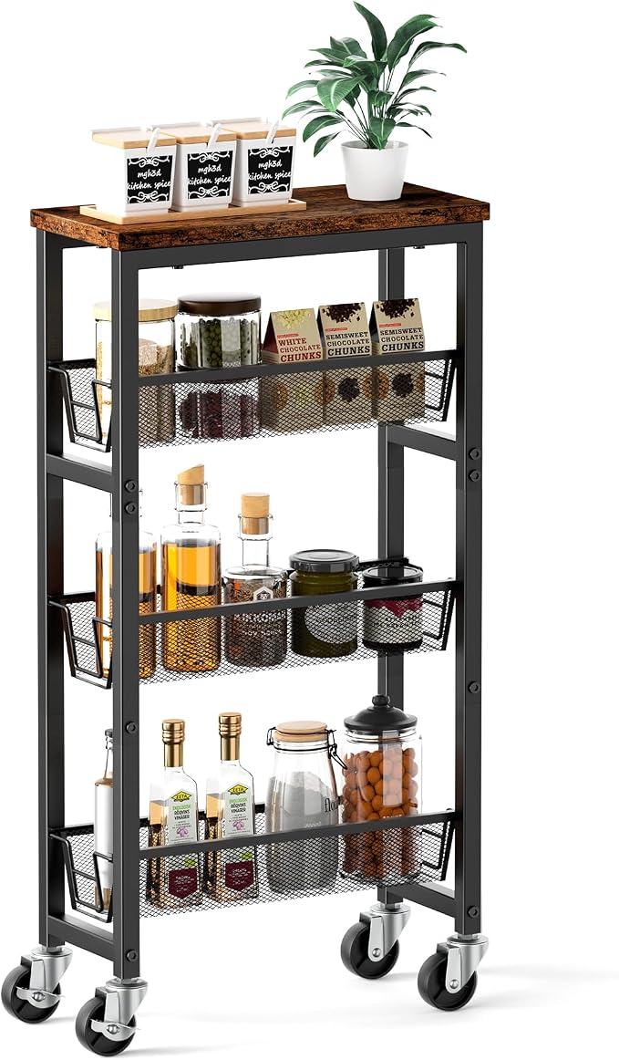 Honest Slim Storage Cart 4-Tier Slim Rolling Cart - Image 3