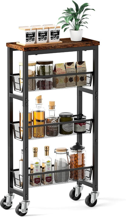 Honest Slim Storage Cart 4-Tier Slim Rolling Cart - Image 3