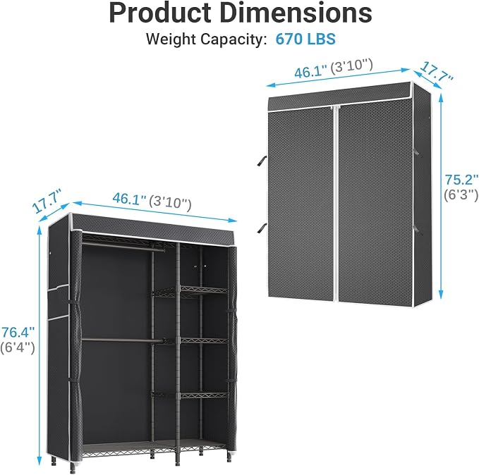 VIPEK V7C Garment Racks with Cover Portable Closets - Image 6
