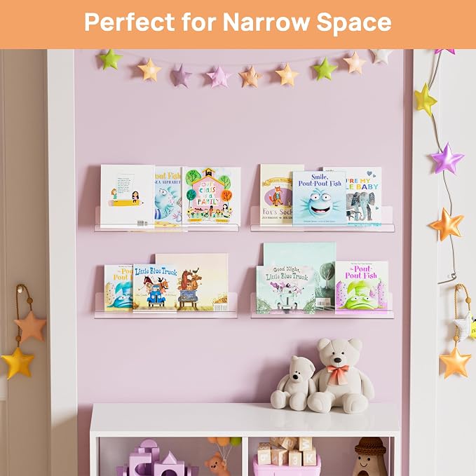 upsimples Acrylic Shelves for Bathroom Storage, Make up, Kids Bookshelf for - Image 8