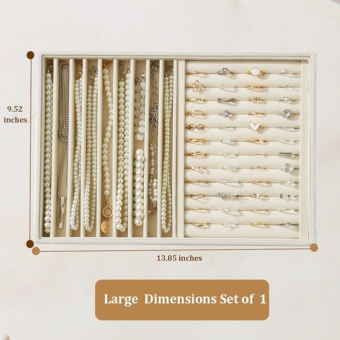 Large Jewelry Organizer for Drawer Insert Velvet Stackable Jewelry Trays for - Image 3