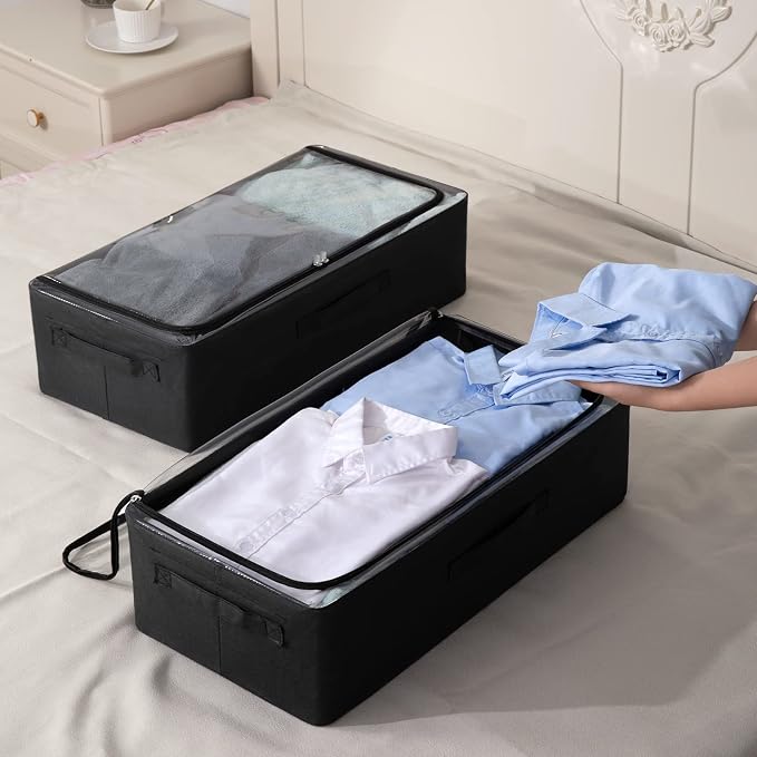 Under Bed Storage Bins Frame Storage Box Oxford Fabric Sturdy Underbed - Image 2