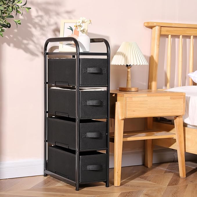 MAX Houser 4 Drawer Narrow Dresser Fabric Storage Tower Vertical Slim Storage - Image 2