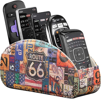 TV Remote Control Holder with 5 Compartments, Pu Leather Remote Caddy/Box/Tray by YAPISHI