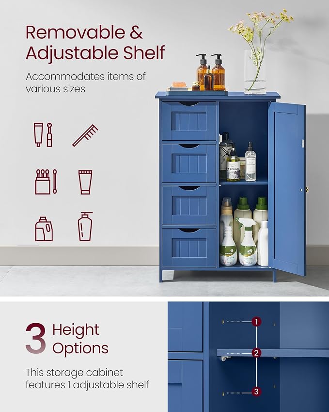 VASAGLE Storage Cabinet with Drawers, Freestanding Floor Cabinet with Door - Image 4