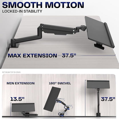 VIVO Sit-Stand 24 Inch Pneumatic Spring Keyboard and Mouse Tray Clamp-on Desk - Image 6
