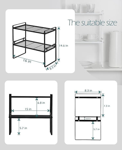 2Pack Cabinet Shelf Organizer Storage Rack Space Saving - Image 3