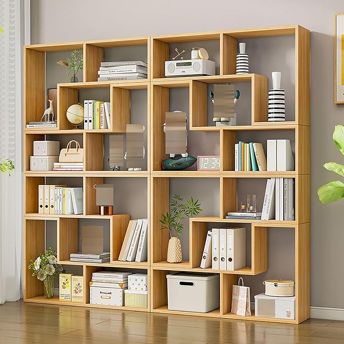 Expandable Bookcase with Adjustable Width, Wooden Room Divider Bookshelf by Unknown