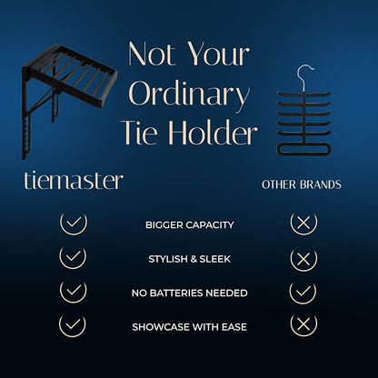 TieMaster Tie Rack and Scarf Organizer, Battery-Free Design, Holds 60 Ties and - Image 8