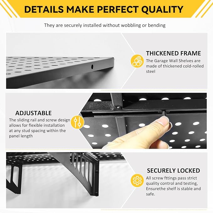2-Pack 1.67x3.94ft Adjustable Garage Wall Shelving，800 lb Load Capacity Heavy - Image 5