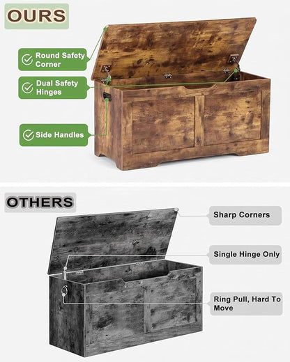 Timberer 39.4" Wooden Storage Chest, Extra Large Storage Trunk | Storage Bench - Image 6