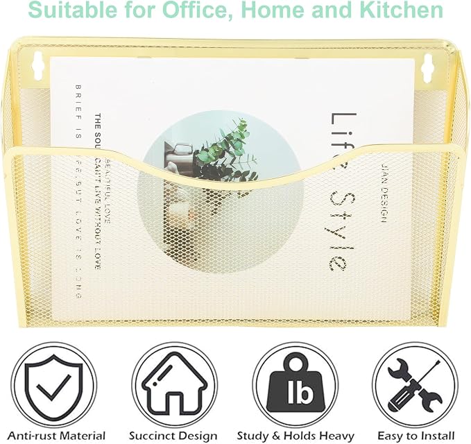 EASEPRES 3 Single Pocket Mesh Hanging File Organizer, Vertical Wall Mounted - Image 5