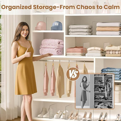 Purse Organizer for Closet Shelf Dividers: 4 Pack Acrylic Clear Vertical - Image 5