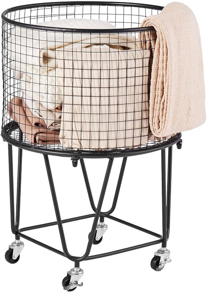 VEVOR Laundry Basket with Wheels, Metal Storage Cart Deep Set Rolling Mesh by VEVOR